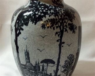 Black and Gray ornate Vase 