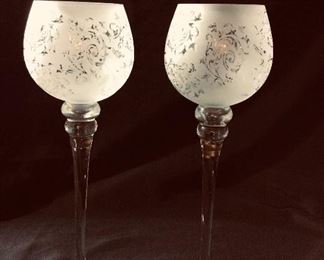 Pair of Glass Candleholders 
