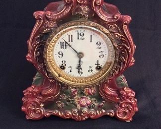 Ansonia Porcelain Clock, Patented June 18, 1882, 11 1/2" H.