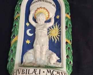 Gloria Inexcelsis Deo, Cantagalli Firenze Wall Hanging Italy, 13" H.