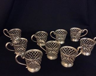 Tiffany Sterling Silver and Lenox Porcelain Demitasse Cups. 