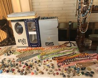 elvis and costume jewelry- great for crafts -wearing or repair lots
