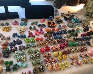 serious collection of retro/vintage clip -screw back earrings and other retro jewelry