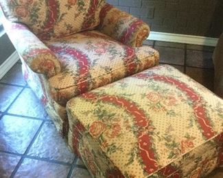 Chair and ottoman in French fabric