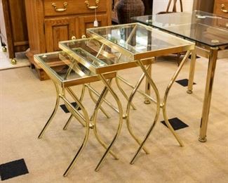 Nesting Gold Glass Tables