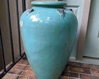 Large and lovely glazed terra cotta pot.