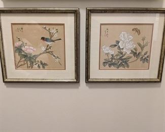 Pair of nicely framed/matted Asian watercolors, on rice paper.