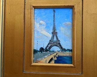Nicely Framed Oil on Board, "Eiffel Tower, Paris" by Russian Artist, Dmitriy Proshkin.