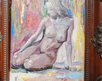 Nicely Framed Oil on Board, "Female Nude" by Russian Artist, Dmitriy Proshkin.