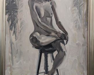 Nicely Framed Oil on Board, "Black & White Female Nude" by Russian Artist, Dmitriy Proshkin.