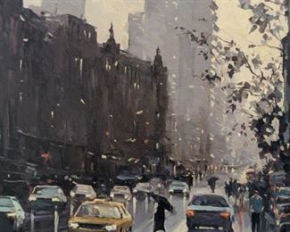 Unframed Oil on Canvas, "NYC" by Russian Artist, Andrey Yakhimets.