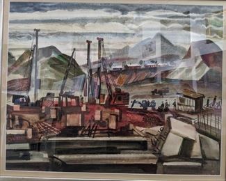 Love this one!                                                                                                                 Nicely Framed Watercolor, "Russian Industrial Scene" by Russian Artist, Vassily Yasin.