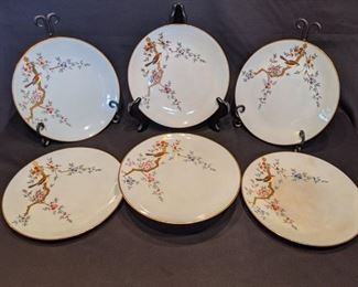 Six-piece set (5 dinner plates, 1 compote) of John Mortlock china, Oxford Street London, ca. 1885.