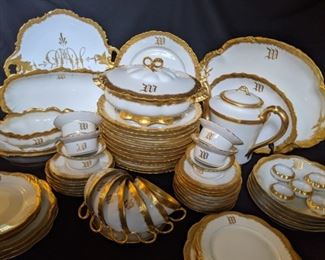 72-piece set antique hand-painted Lycett china.       Lycett China: Edward Lycett (American, b. England, 1833–1910) was an important porcelain painter who immigrated to New York from Great Britain in 1861.     By the early 1880s, Lycett and his family had settled in Atlanta and opened a studio devoted to porcelain decoration with the ancillary mission of educating young women. The studio secured its porcelain blanks from a Haviland firm near Limoges, France. Lycett china became a staple of upper-middle-class Georgia society and is found today in many Georgia homes.

“The painted and gilded china the Lycett firm produced became common in numerous Georgia households of the late 19th and early 20th century,” said Dale Couch, GMOA’s adjunct curator of decorative arts for Georgia Museum of Arts.

The Lycett firm trained young women in the craft of porcelain decoration as a leisure activity but also employed women who needed to make a living.

“The painted porcelain met national and internat