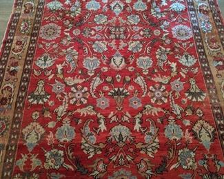 Vintage Persian Malayer rug, hand woven, 100% wool face, measures 6' 2" x 9'.