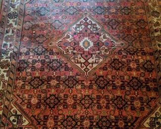 Vintage Persian Lilihan Sarouk rug, hand woven, 100% wool face, measures 5' 4" x 6' 8".
