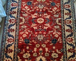 Vintage Persian design fine Pakistan rug, hand woven, 100% wool face, measures 3' 9" x 5' 6".