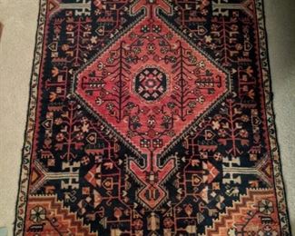 Vintage Persian Kurdish Bijar rug, hand woven, 100% wool face, measures 3' 6" x 6' 6".