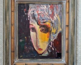 Nicely Framed Oil on Canvas, "Female Portrait" by Russian Artist, Former Nashville, TN Resident, Murat Kaboulov; 1939 - 2010.
