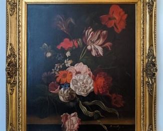 Nicely framed original oil on canvas, of floral still life.