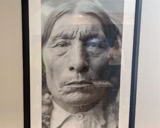 Large, framed B & W photograph of Sioux Indian, Chief Someone.