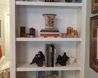 Bedroom bookshelf, filled with worldly goods!