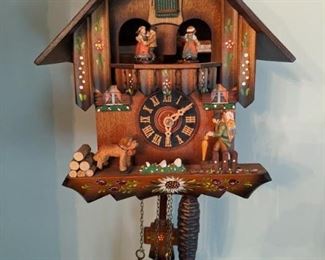 Nice German "Happy Wanderer" cuckoo clock, from the Black Forest.