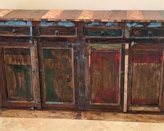 Old West Rustic Buffet/Sideboard Cabinet Distressed Reclaimed wood 41x70x16.5in HxWxD AH101