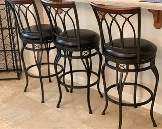 3pc 30in Iron/Leather/wood Swivel Counter Height Chairs Bar Stools	44x17x19in seat height: 30in	HxWxD	AH103