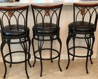 3pc 30in Iron/Leather/wood Swivel Counter Height Chairs Bar Stools	44x17x19in seat height: 30in	HxWxD	AH103