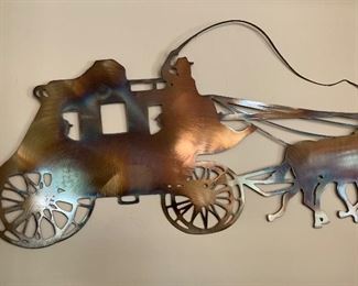 Artist Made Metal Art Stagecoach Silhouette Decor Flam Finish	16x59in Long		AH111