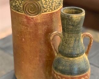 2pc Rustic Mexico Ceramic Decor Vases	16in H & 14in H	 	AH126