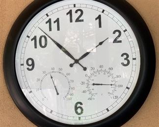 24in Outdoor/Patio Wall Clock Temp Gauge 24in Dia AH134