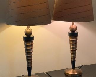 2pc Bronze Metal Cone & Ball Lamps PAIR	32.5in H x 14.5in Diameter		AH143