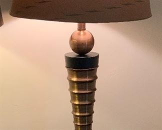 2pc Bronze Metal Cone & Ball Lamps PAIR	32.5in H x 14.5in Diameter		AH143