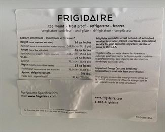 Frigidaire 18cu ft Refrigerator LFHT1817LB8	66x30x32in	HxWxD	AH174
