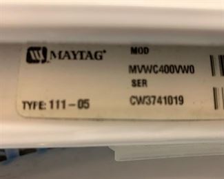 DAH323	Maytag Centennial Top Load Washer Washing Machine MVWC400VW0