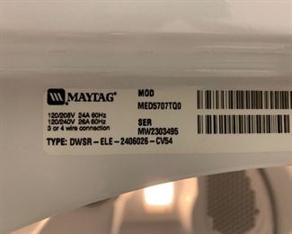 DAH324	Maytag Electric Dryer Front Load RONTMED5707TQ0