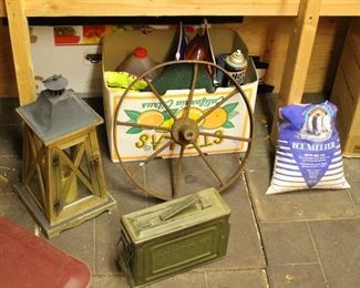 Decorative lantern-small wagon wheel-ammo box