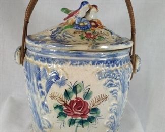 Floral Cookie Jar with Birds