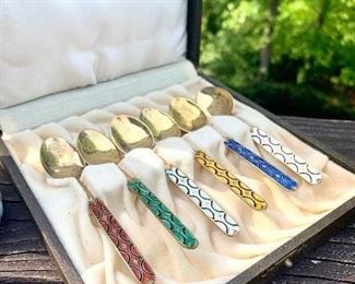Danish Sterling Silver /Enamel Spoon Set