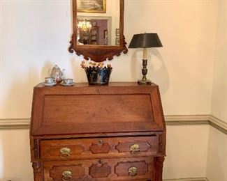 Antique Secretary - mirror is possibly Biggs