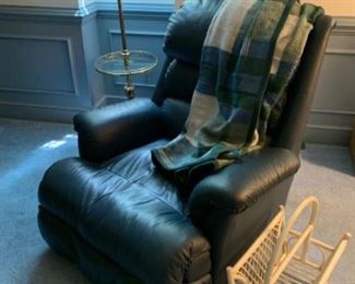 Navy Blue - ALL leather Ethan Allen recliner