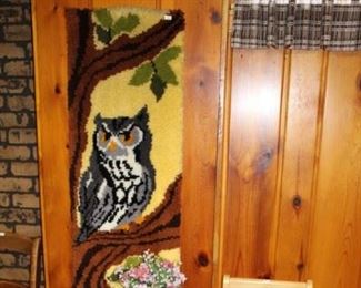 Vintage Owl latch hook, chair 