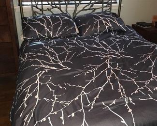 Queen size metal bed with mattress