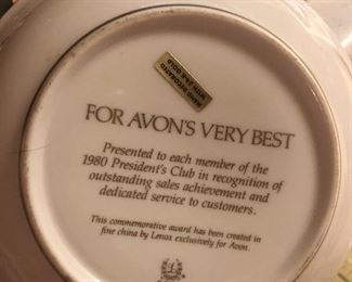 Avon 1980 Lenox China Presidents Club Bowl.