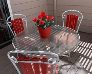 Patio Glass Top Table Chairs