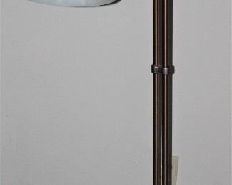 Brass Adjustable Height Floor Lamp with vintage Style Satin Glass Shade