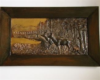 Bronze Plaque Deer at Dusk  21 1/2" x 13" 175