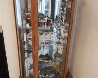 ANTIQUE CABINET/COLLECTIBLES